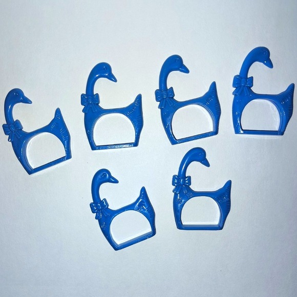 Other - 6-Pack Blue Plastic Bird Pattern Napkin Rings, Reusable Multipurpose